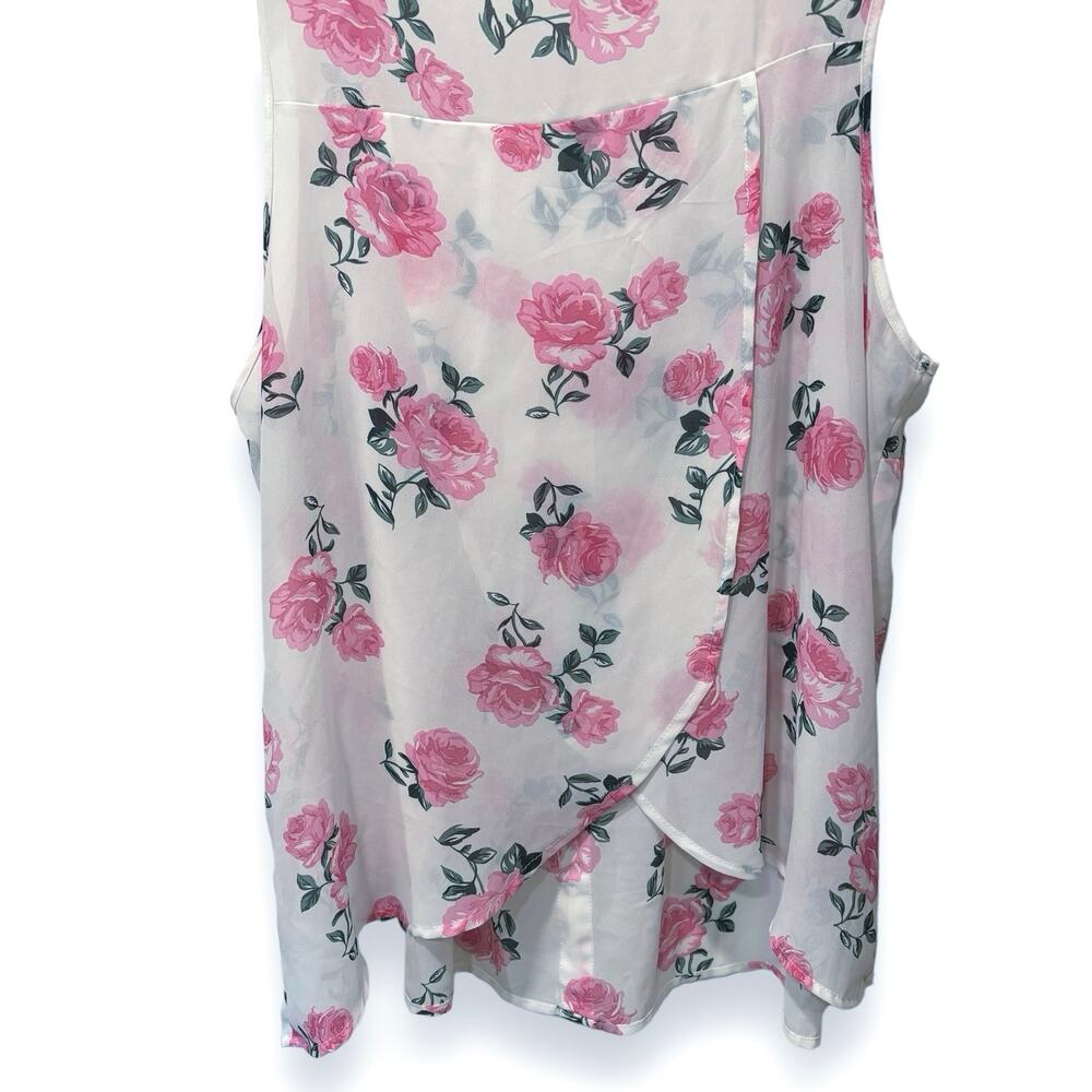 Torrid Chiffon Semi Sheer Floral Tulip Back Tank Top Size 1 (14-16) Pintucks - Picture 6 of 9